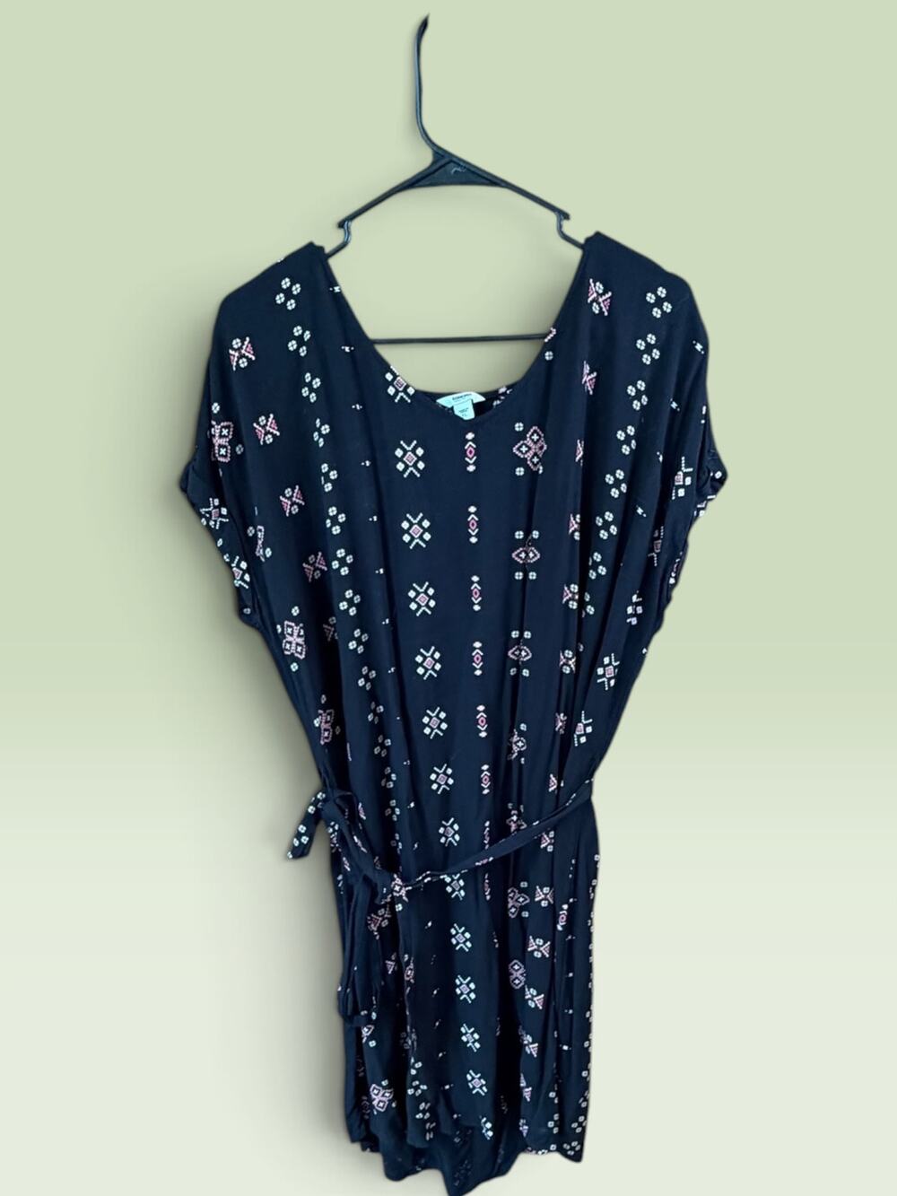 Sonoma Goods For Life Womens Dress XL Black Geometric Peasant Dress